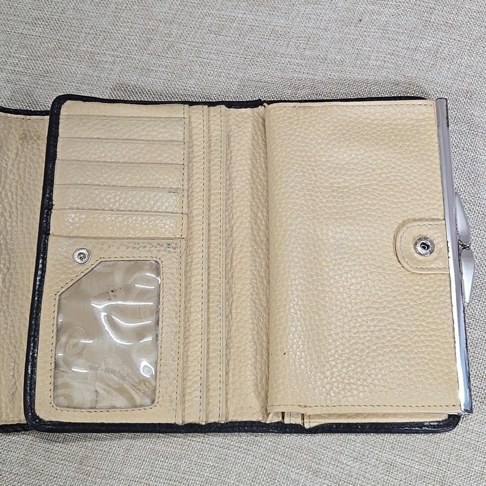 Brighton Black Croc-Embossed Quilted Leather Clutch Wallet - Picture 8 of 11